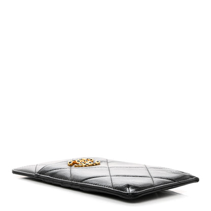 Chanel Goatskin Quilted Chanel 19 Flat Wallet Pouch Black 4 of 7