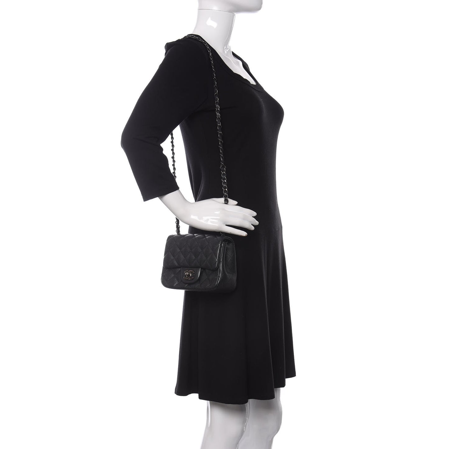 Caviar Quilted Mini Square Flap Black