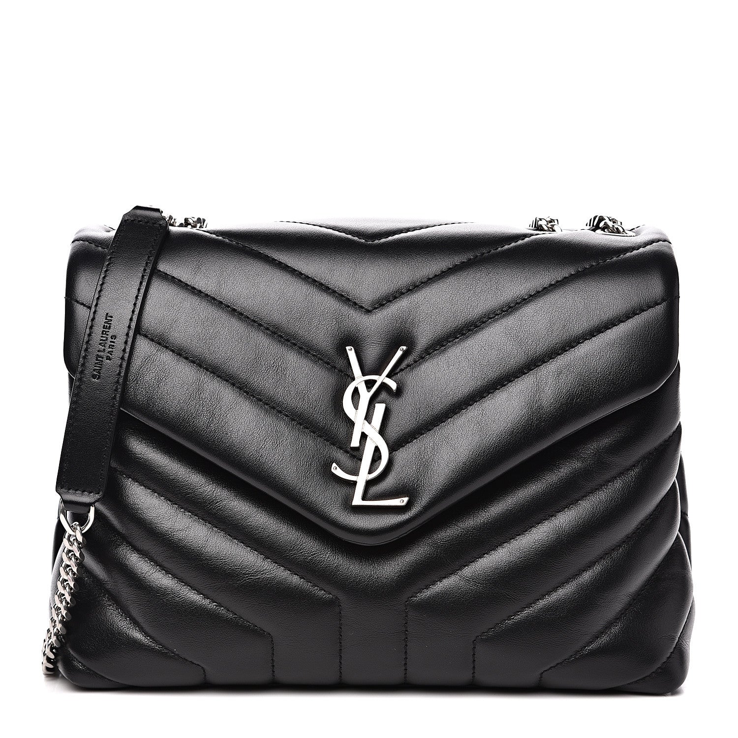 Saint Laurent Calfskin Y Quilted Monogram Small Loulou Chain Satchel Black 1 of 9