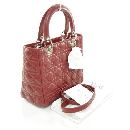 Christian Dior Lambskin Cannage Medium Lady Dior Red 3 of 8