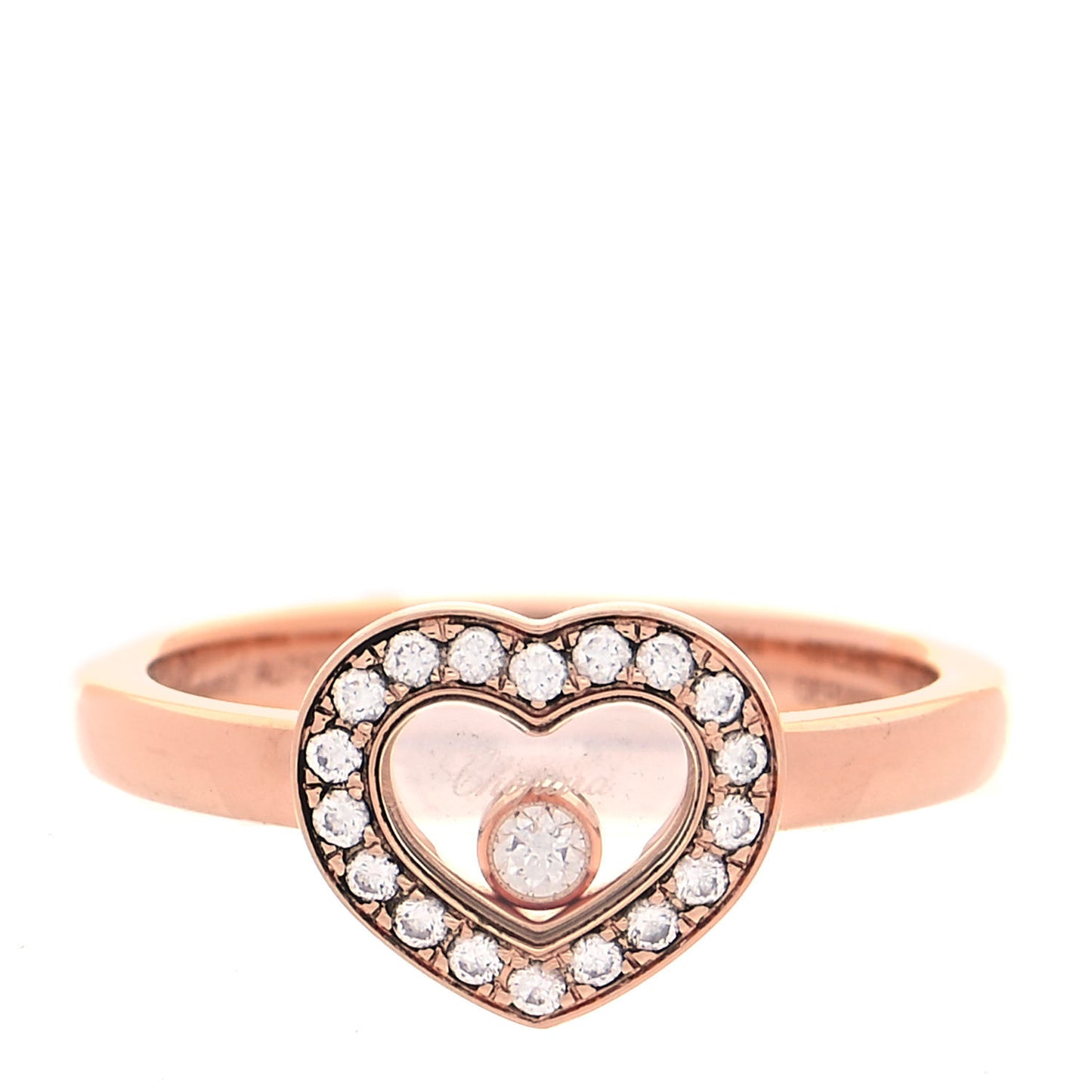18K Rose Gold Diamond Happy Diamonds Heart Ring 53 6.5