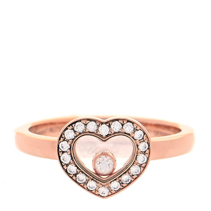 Chopard 18K Rose Gold Diamond Happy Diamonds Heart Ring 53 6.5 1 of 6