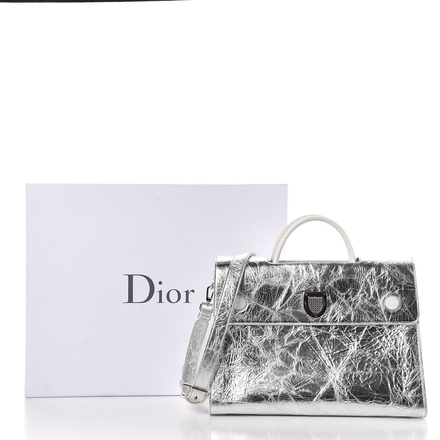 Christian Dior Metallic Calfskin Large Diorever Flap Silver 10 of 10