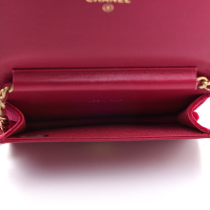 Chanel Velvet Quilted Camellia Velvet Flap Coin Purse With Chain Fuchsia 4 of 14