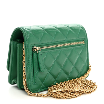 Chanel Aged Calfskin Quilted Mini Reissue Wallet On Chain WOC Green 3 of 11