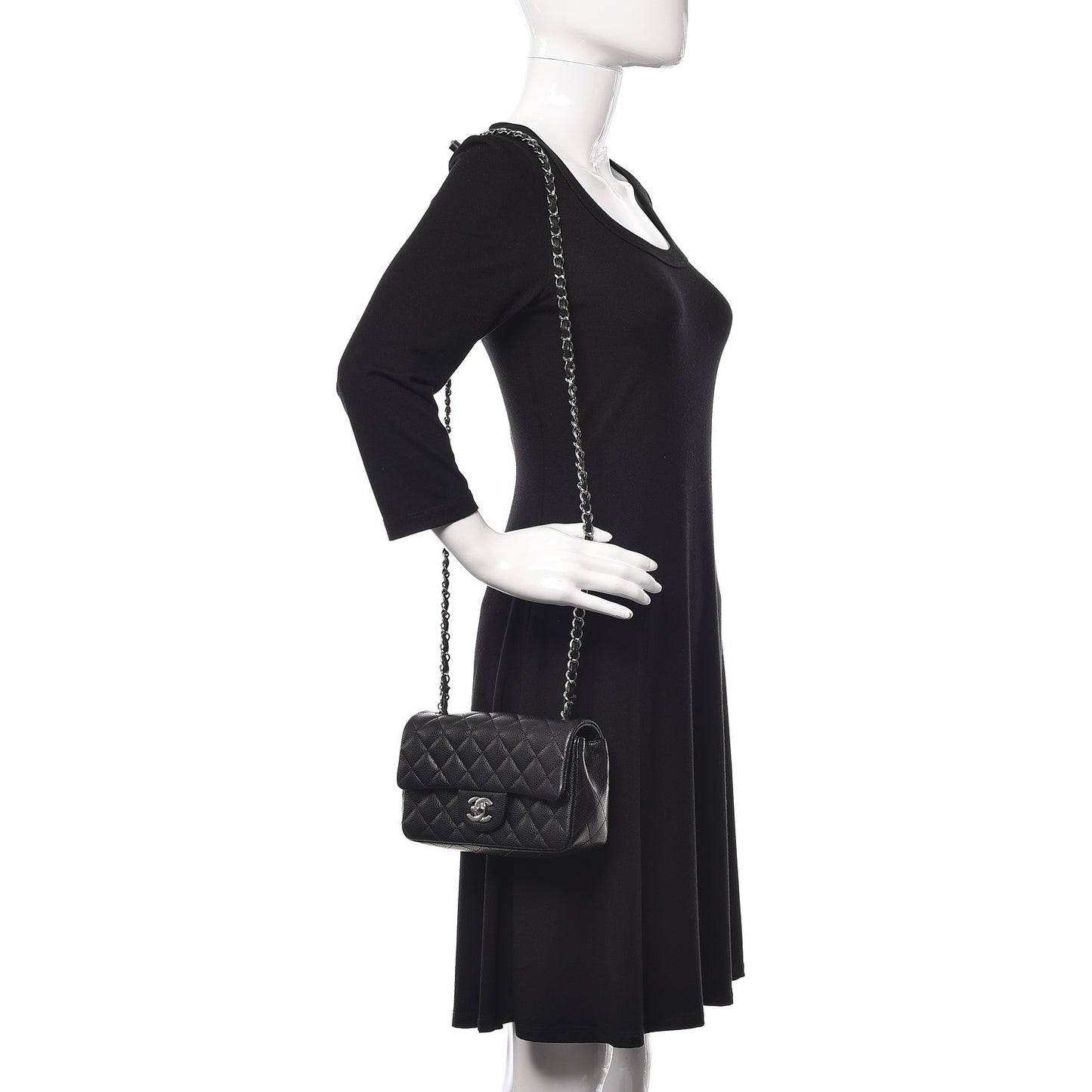 Caviar Quilted Mini Rectangular Flap Black