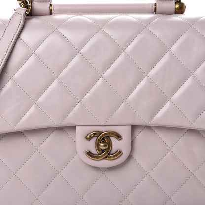 Chanel Calfskin Quilted Large Gold Bar Top Handle Flap Light Pink 7 of 12
