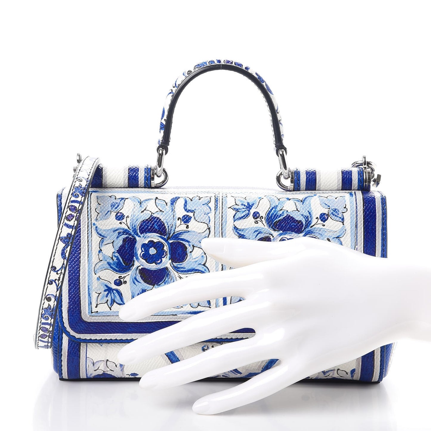 Dauphine Majolica Printed Micro Miss Sicily Satchel White Blue