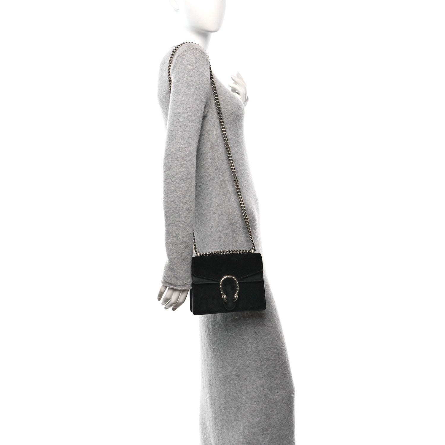Gucci Suede Mini Dionysus Shoulder Bag Black 2 of 10