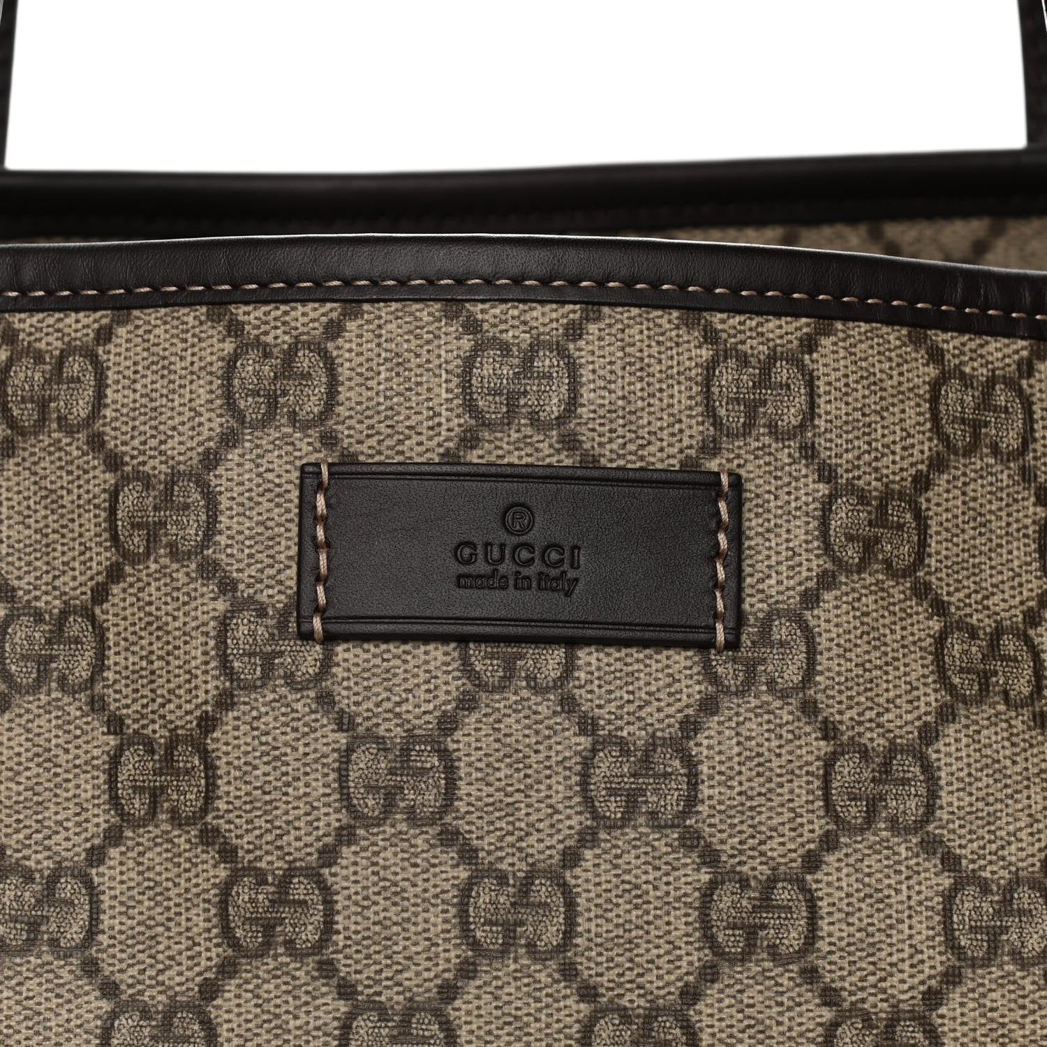 Gucci GG Supreme Monogram Large Zippered Shopping Tote Brown 8 of 12