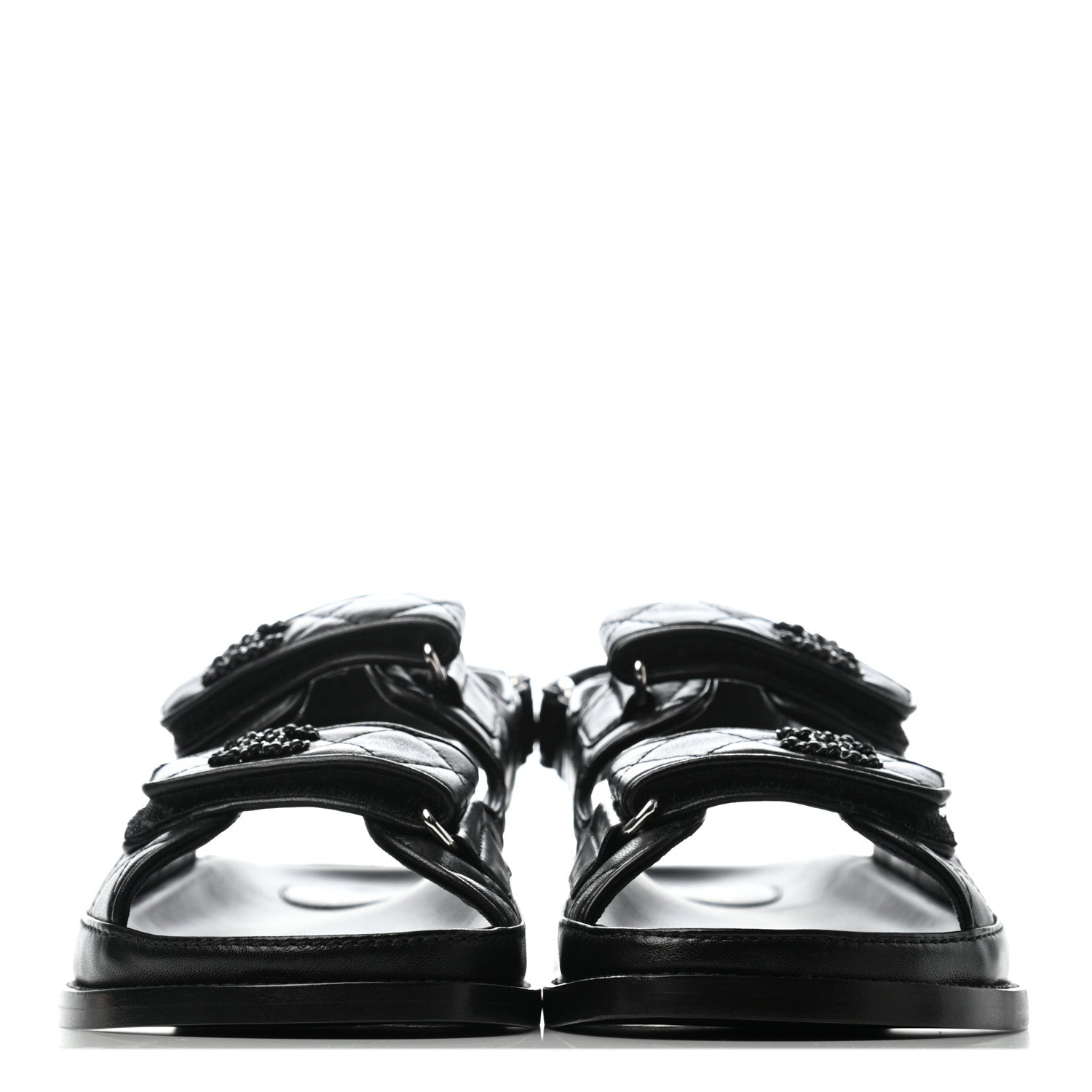 Chanel Lambskin Quilted Velcro Dad Sandals 37 So Black 2 of 6