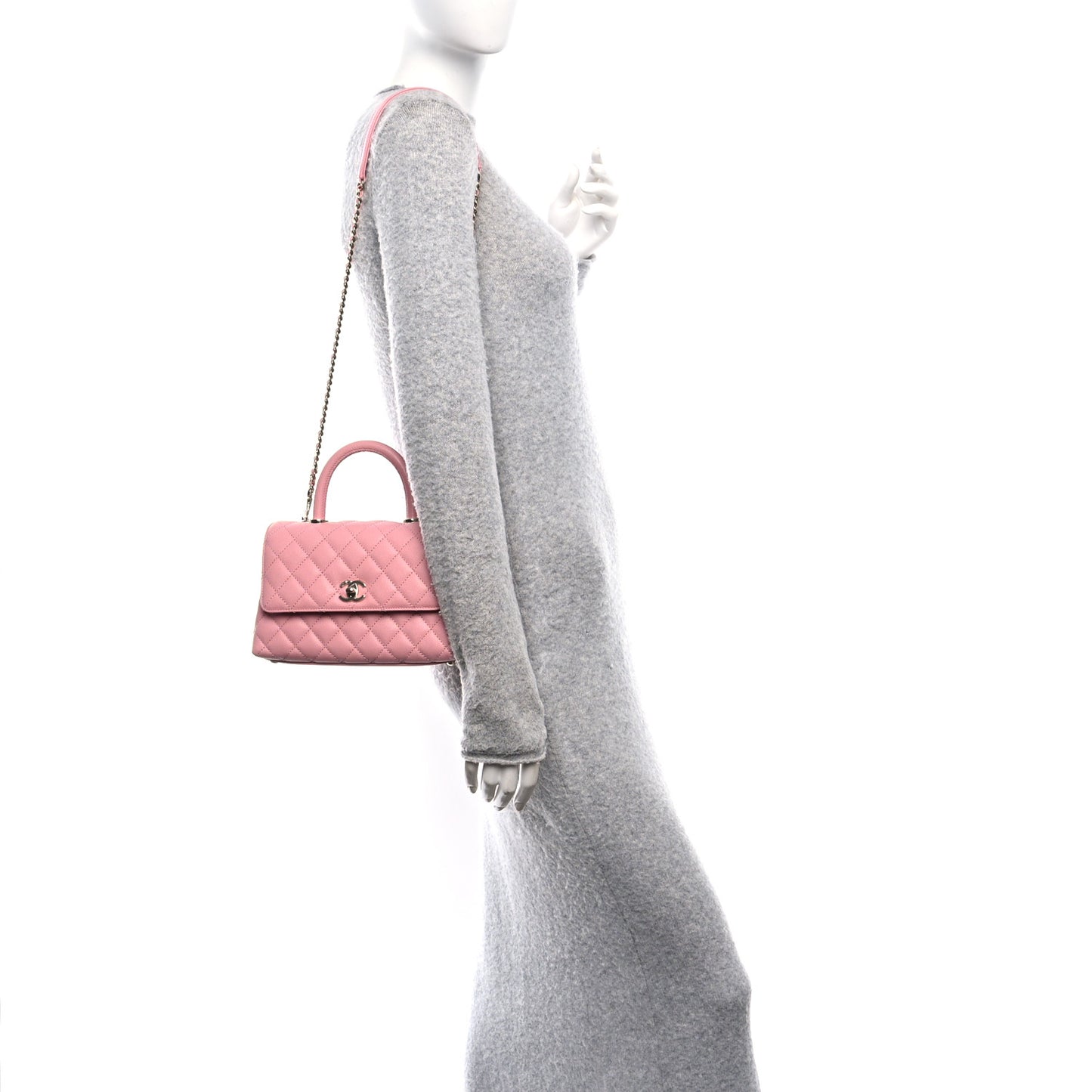 Caviar Quilted Mini Coco Handle Flap Pink