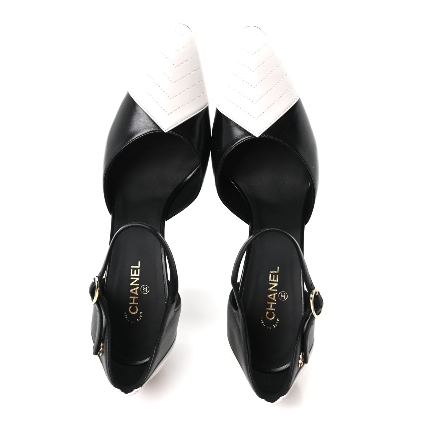 Lambskin Mary Jane Pumps 39 Black White