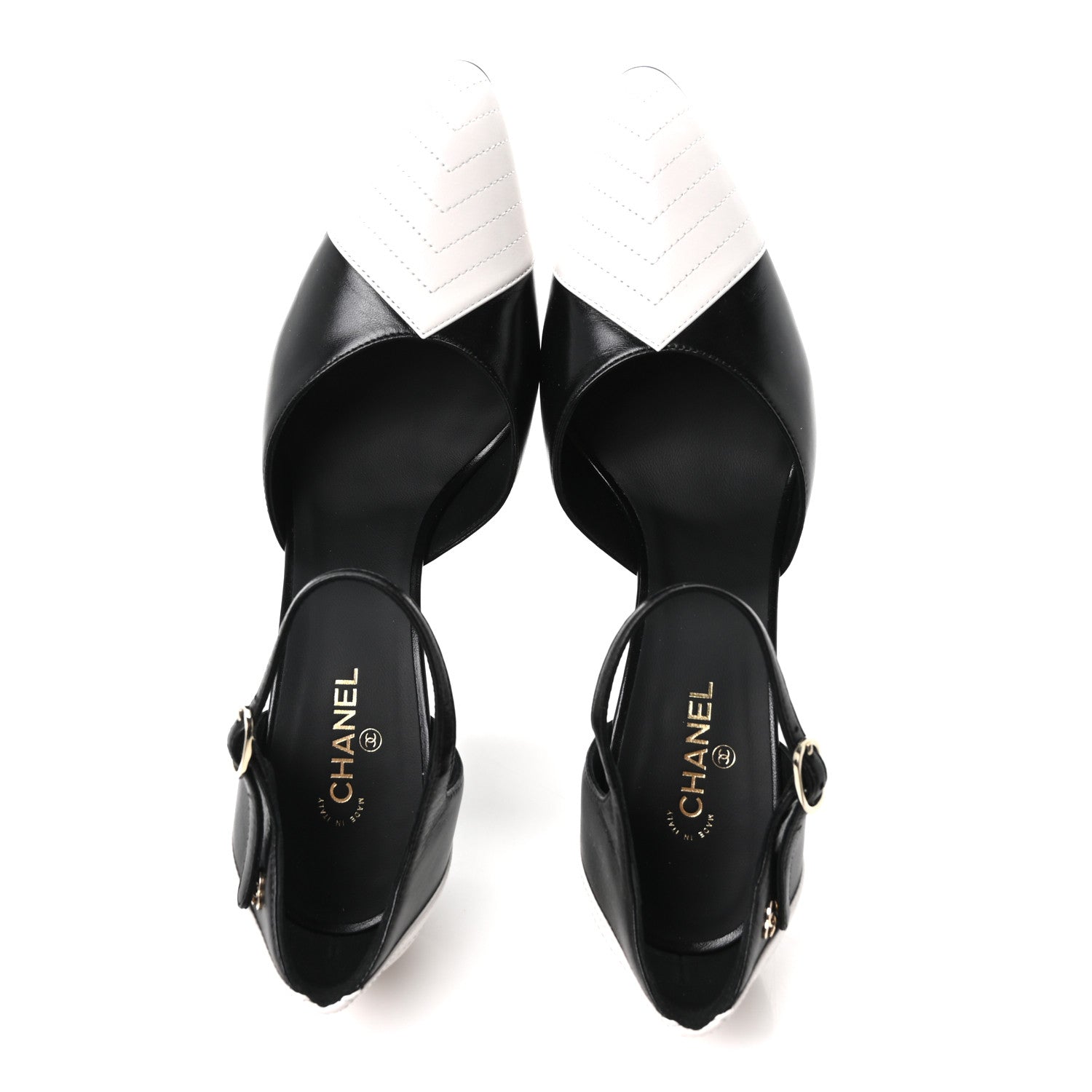 Chanel Lambskin Mary Jane Pumps 39 Black White 2 of 10
