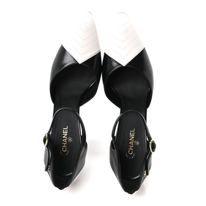 Chanel Lambskin Mary Jane Pumps 39 Black White 2 of 10