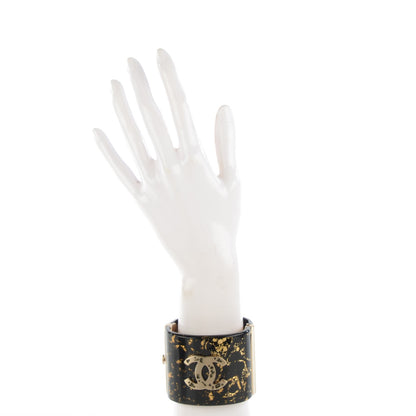 Chanel Resin CC Wide Cuff Black Gold 2 of 6