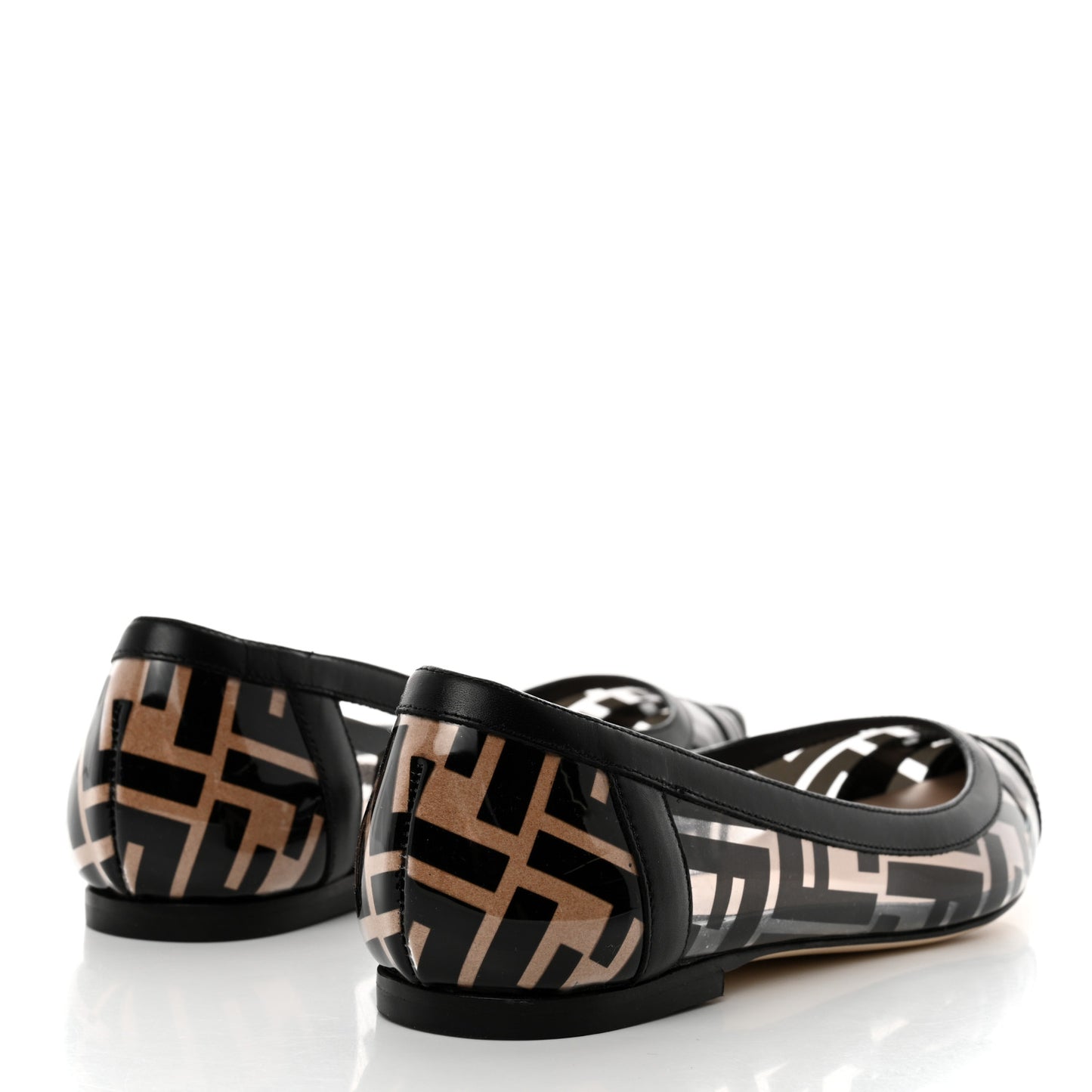 PVC Calfskin FF Colibri Ballerina Flats 36 Black