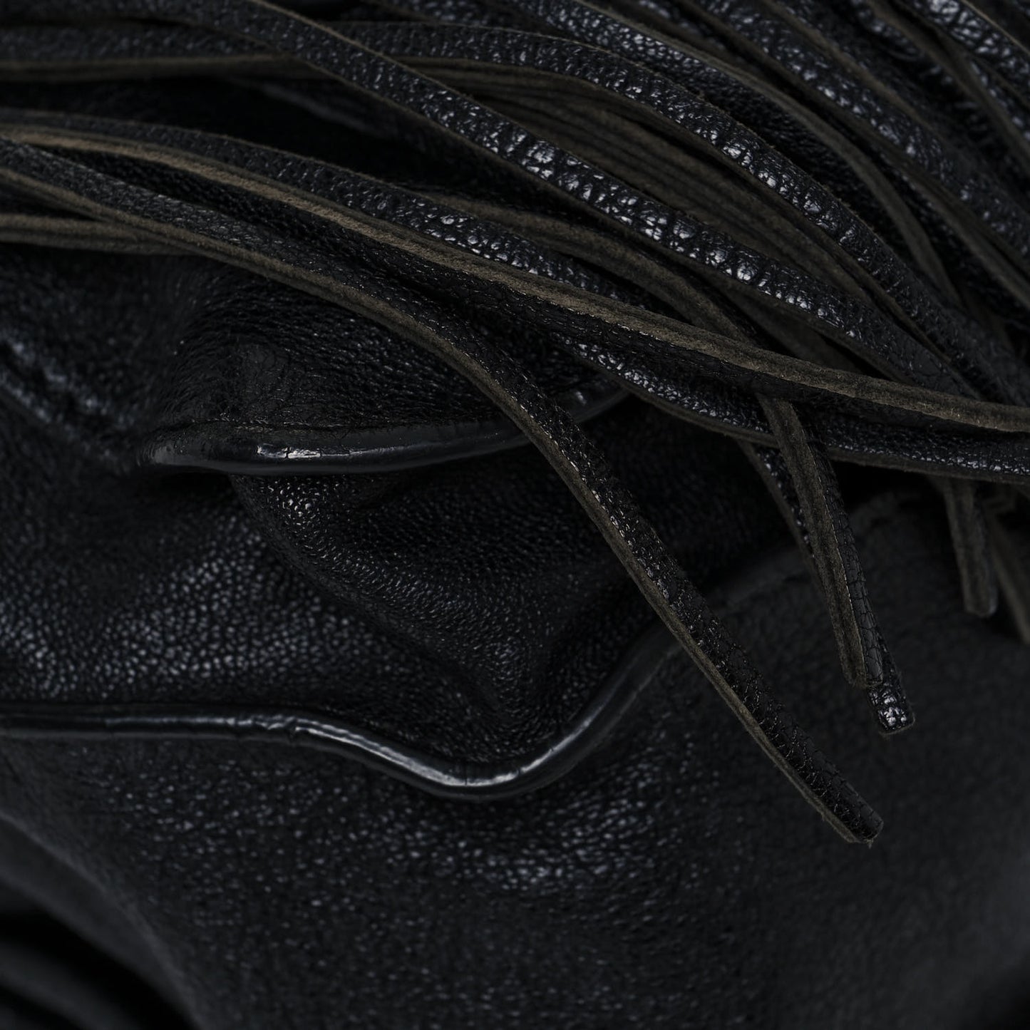 Lambskin Fringe Medium PS1 Satchel Black