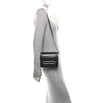 Hermes Shiny Alligator Matte Alligator Mini Sac Roulis Black 2 of 9