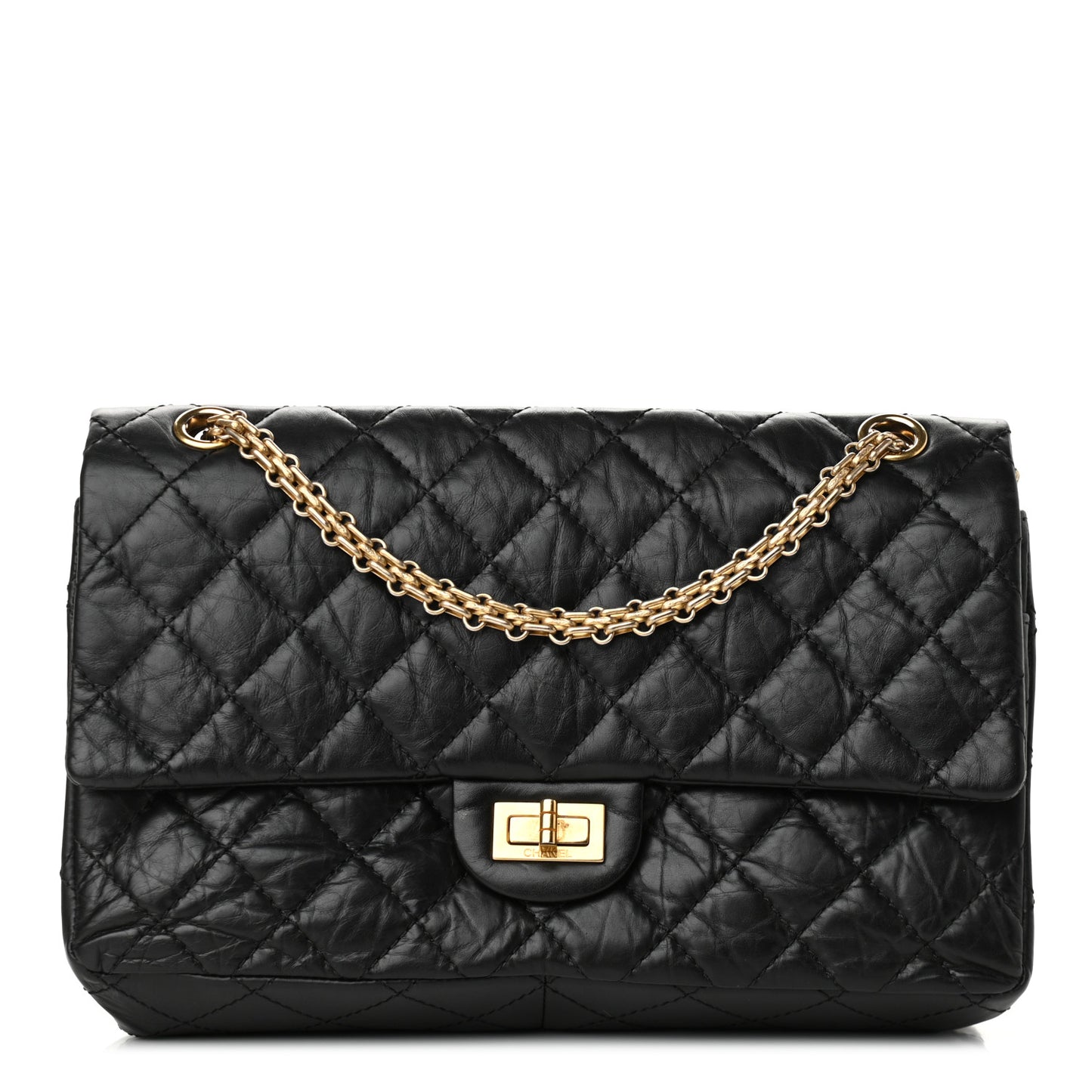 Aged Calfskin Quilted 2.55 Reissue 226 Flap Black