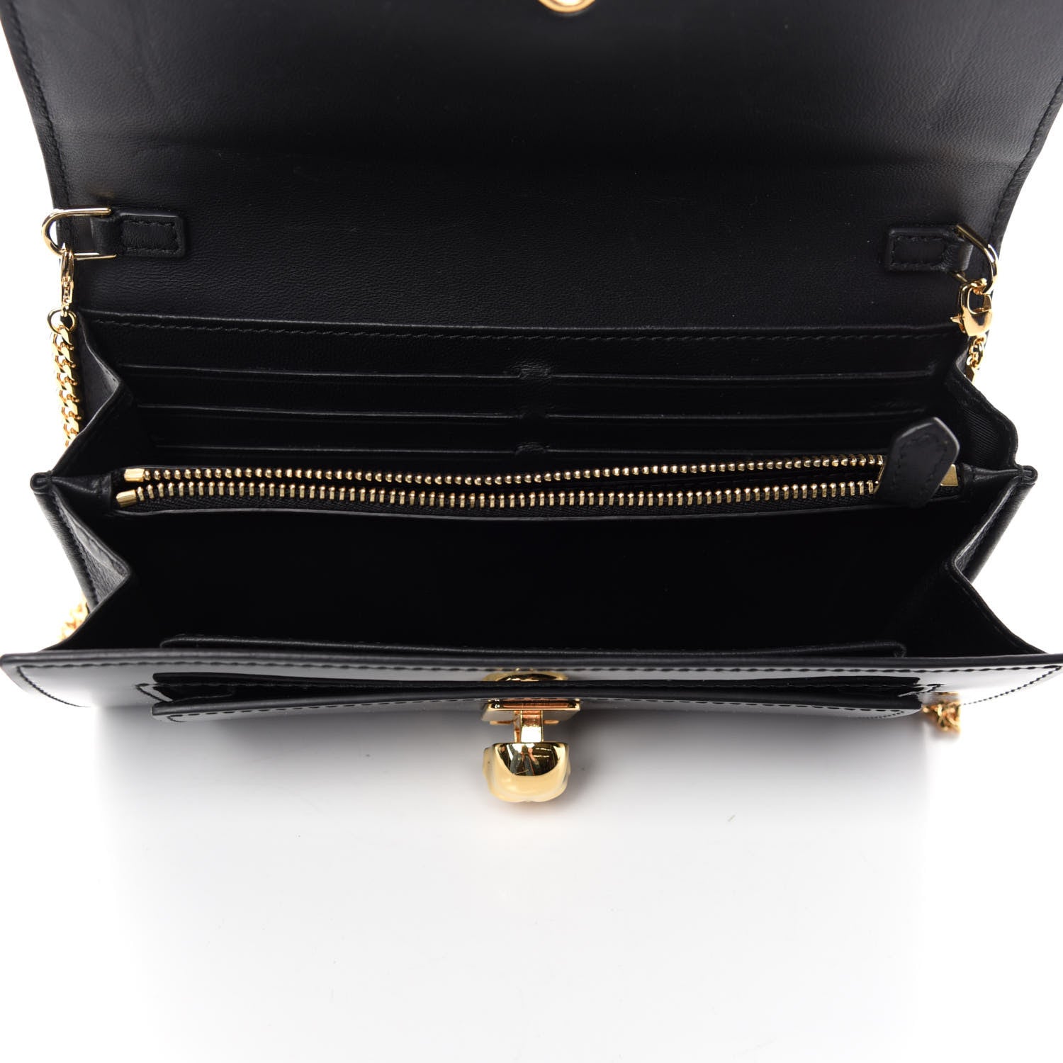 Alexander McQueen Patent Skull Wallet on Chain Black 5 of 9