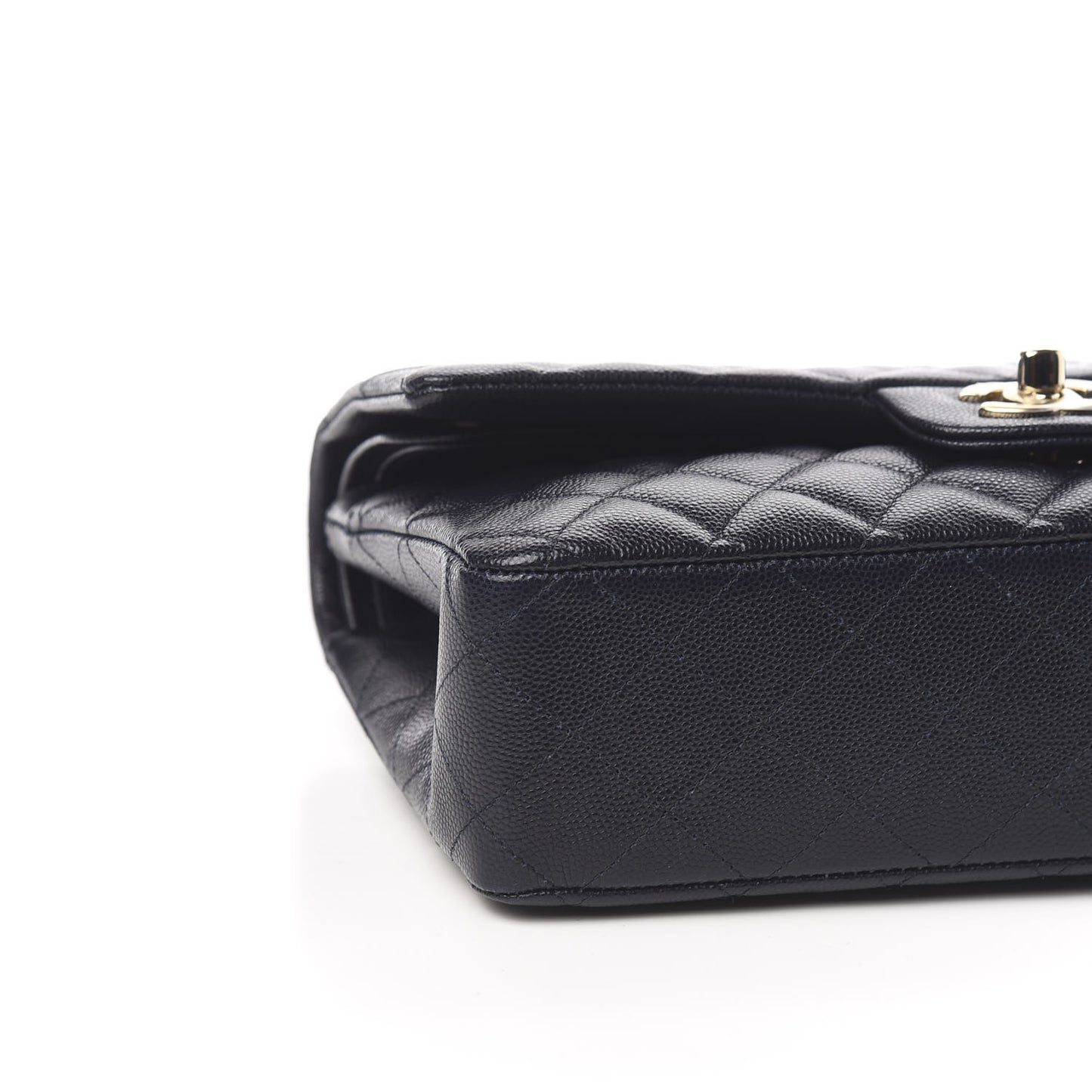 Caviar Quilted Medium Double Flap Navy