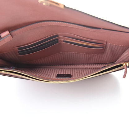 Fendi Calfskin Vitello Elite 2Jours Clutch Terracota 5 of 8