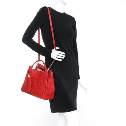 Gucci Pebbled Calfskin Small Soho Shoulder Bag Red 2 of 8