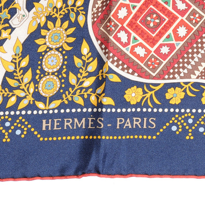 Hermes Silk L Arbre De Vie Scarf 90 Dark Bleu 3 of 5