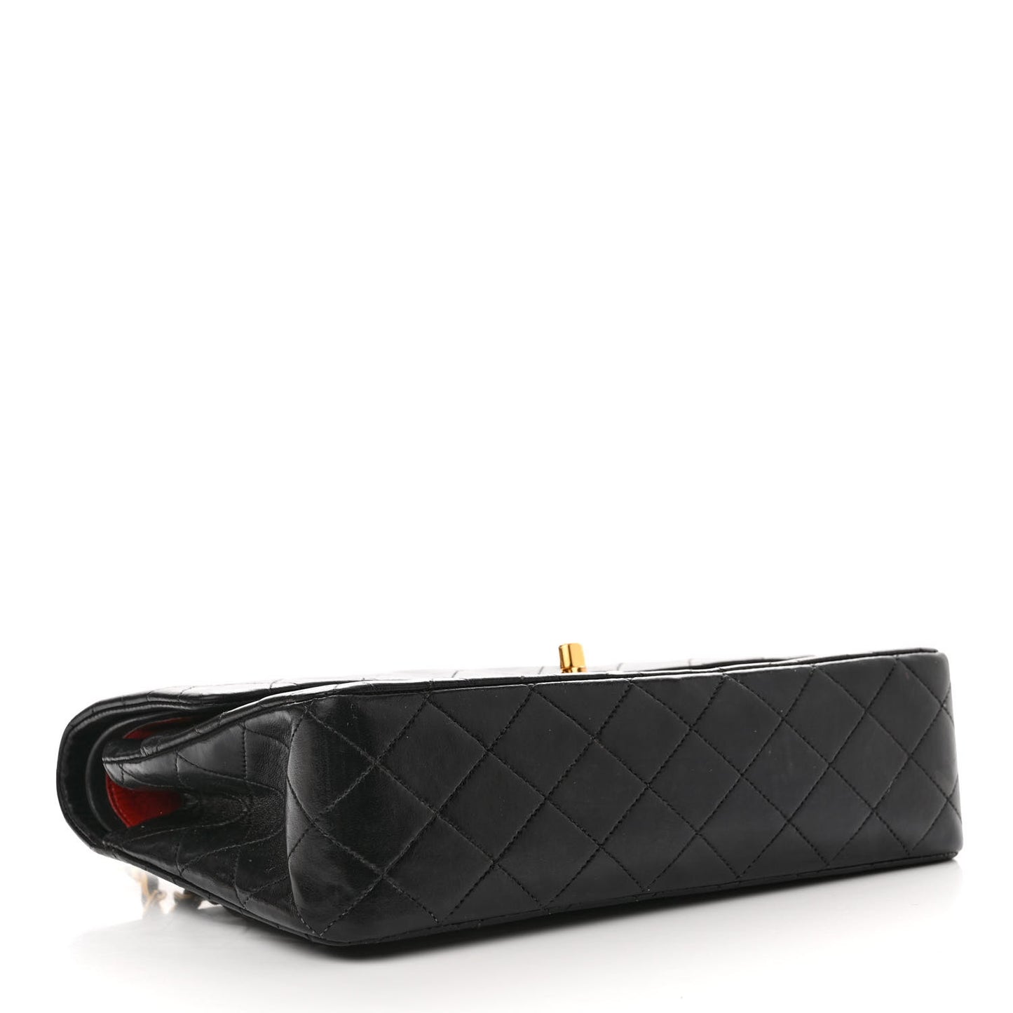 Lambskin Quilted Medium Double Flap Black