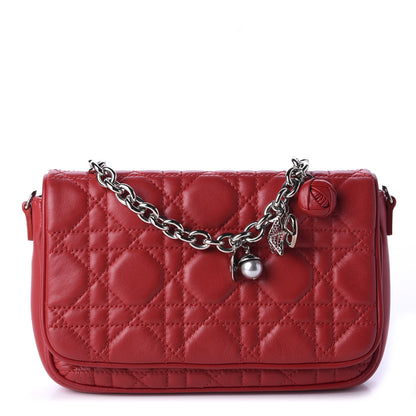 Christian Dior Lambskin Cannage Lady Dior Pochette Red 1 of 10