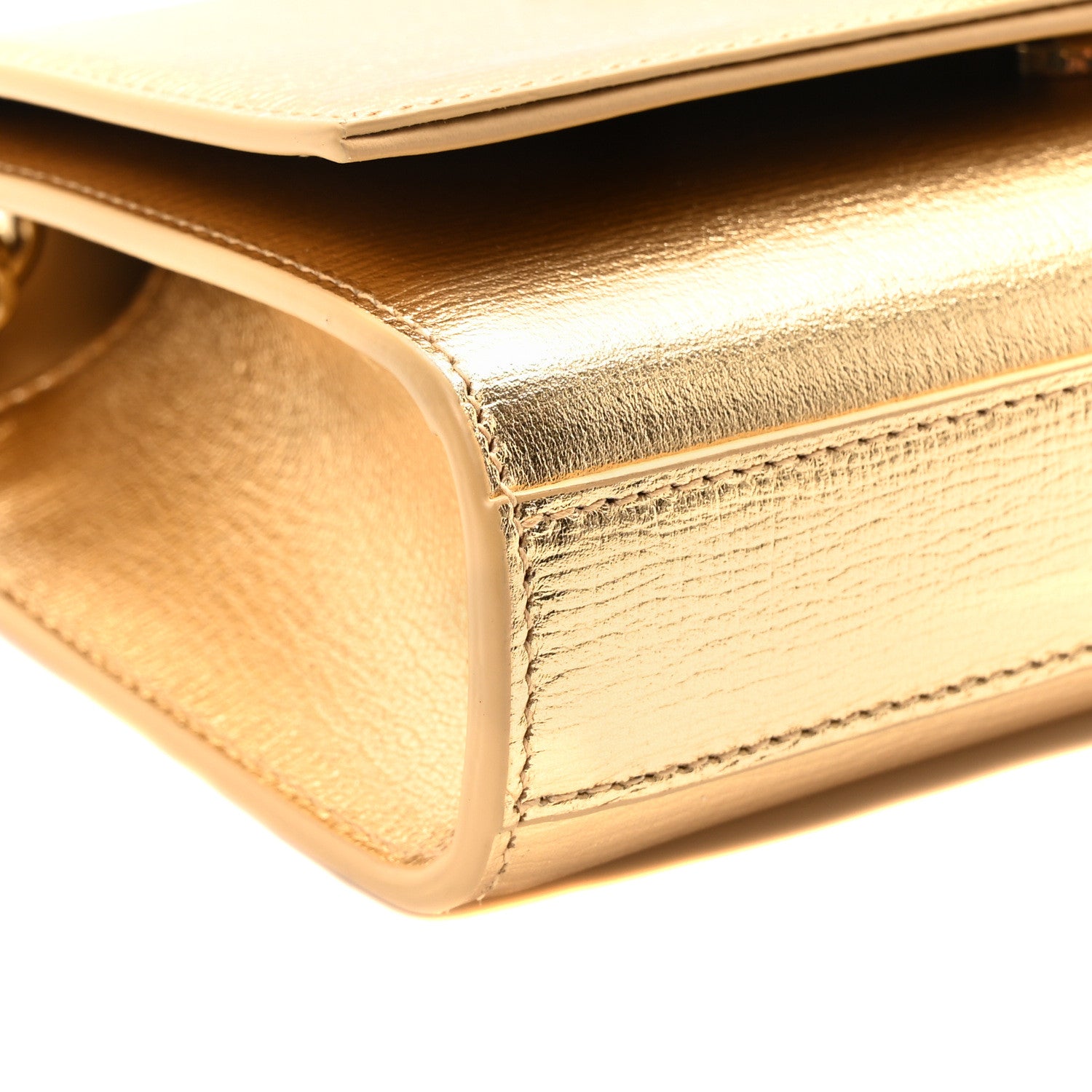 Saint Laurent Metallic Calfskin Small Classic Monogram Kate Tassel Satchel Gold 9 of 10