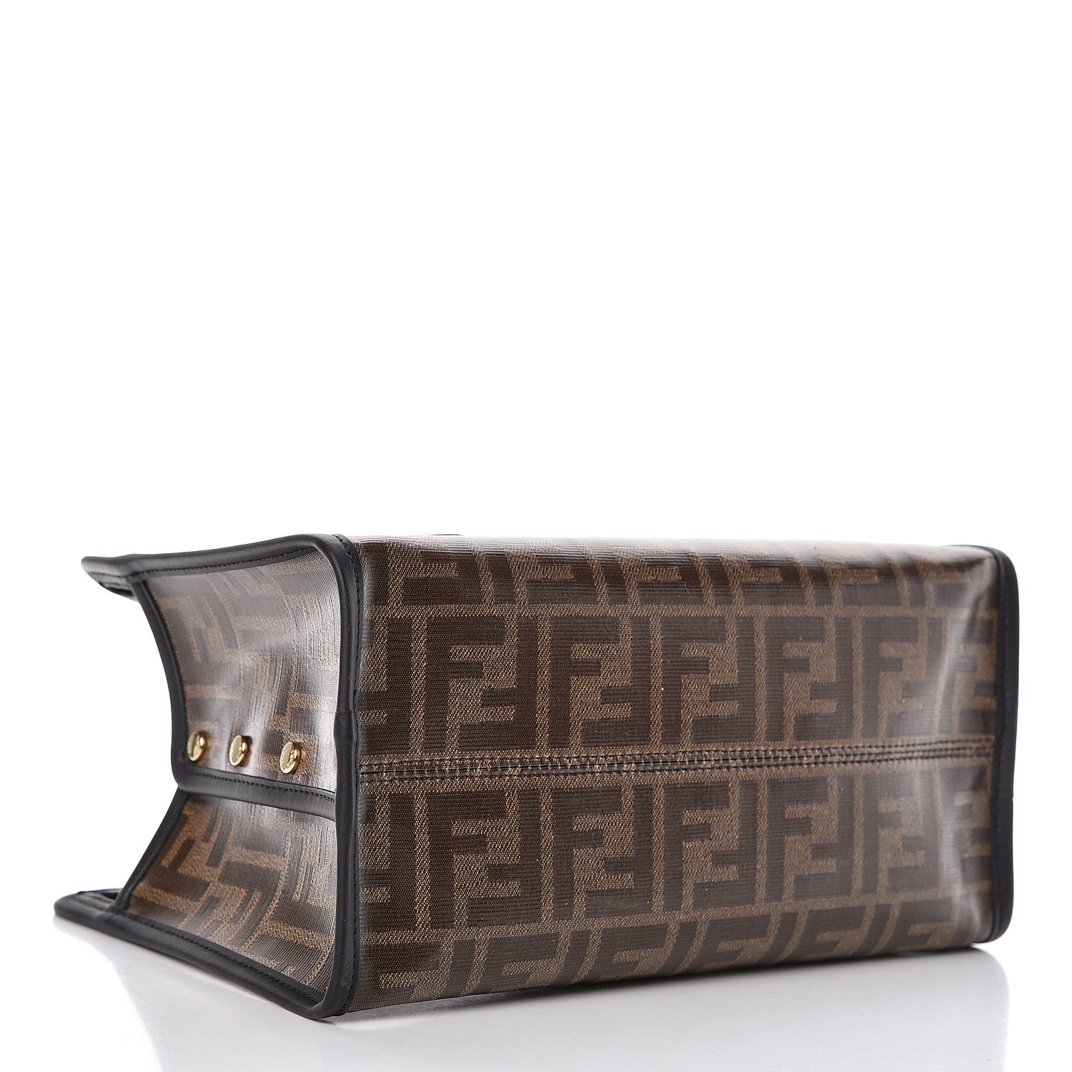 Fendi Glazed Fabric Vitello Century FF 1974 Stamp Patch Mini Peekaboo Defender Cover Mogano Panna Black 4 of 8
