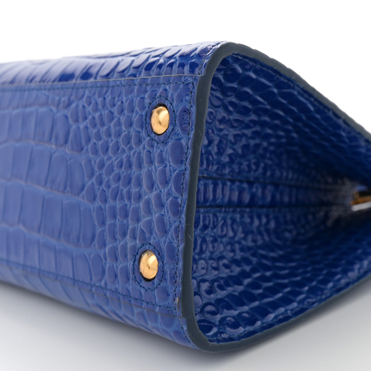Crocodile Embossed Calfskin Mini Frances Tote Blue