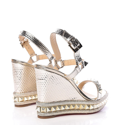 Christian Louboutin Calfskin Cubiste Pyraclou 110 Wedge Sandals 36 Platine 6 of 9
