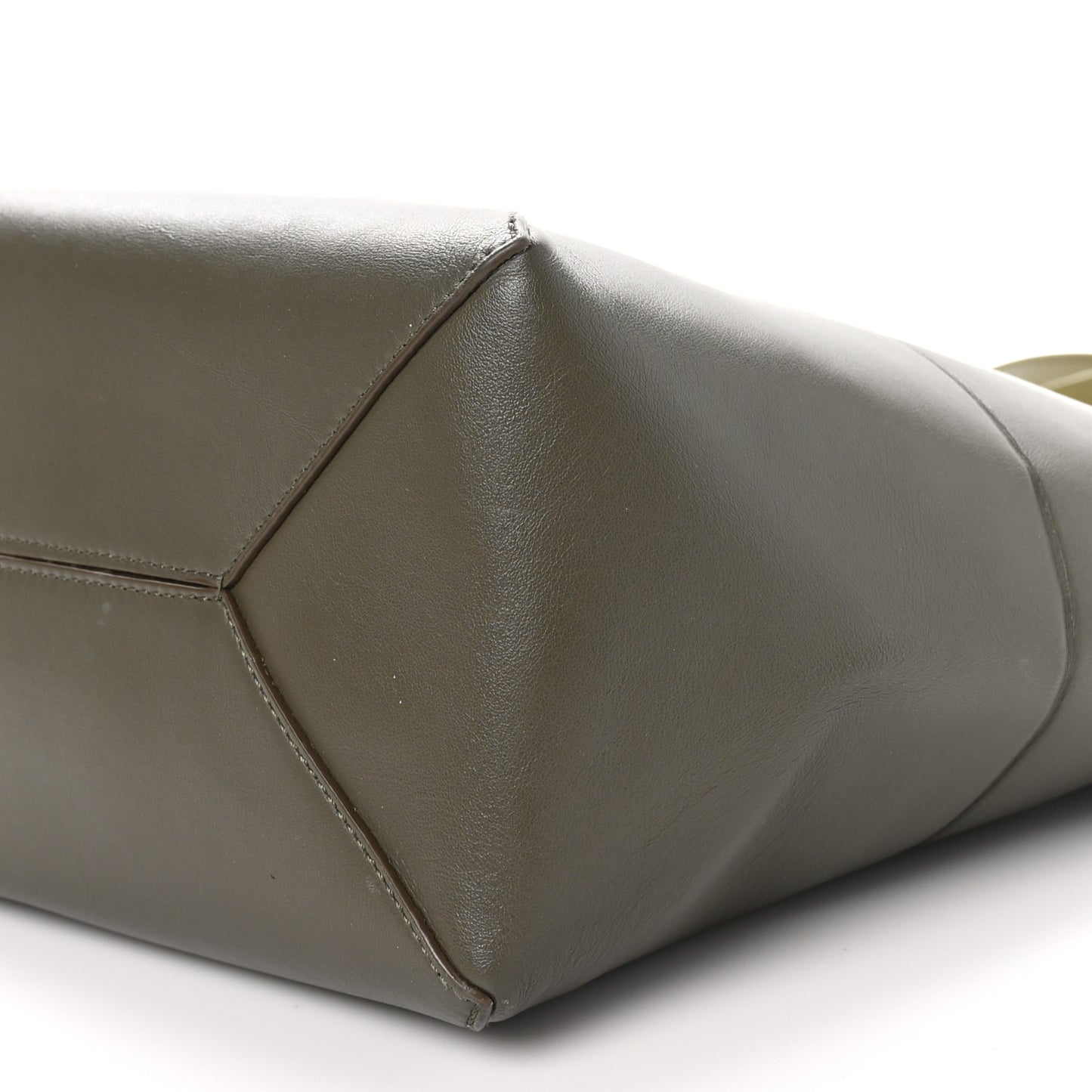 Shiny Calfskin Medium Puzzle Fold Tote Dark Khaki Green