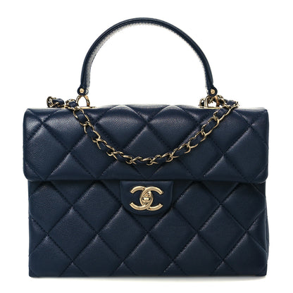 Chanel Caviar Quilted Retro Twist Top Handle Flap Navy 1 of 11