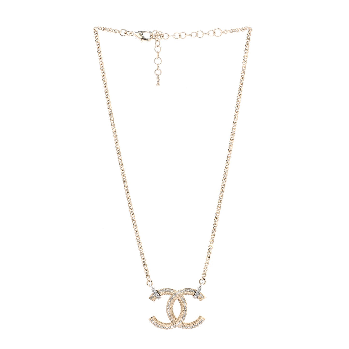 Crystal CC Pendant Necklace Gold