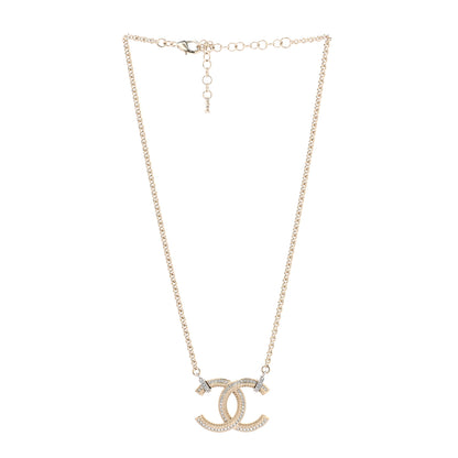 Chanel Crystal CC Pendant Necklace Gold 3 of 7