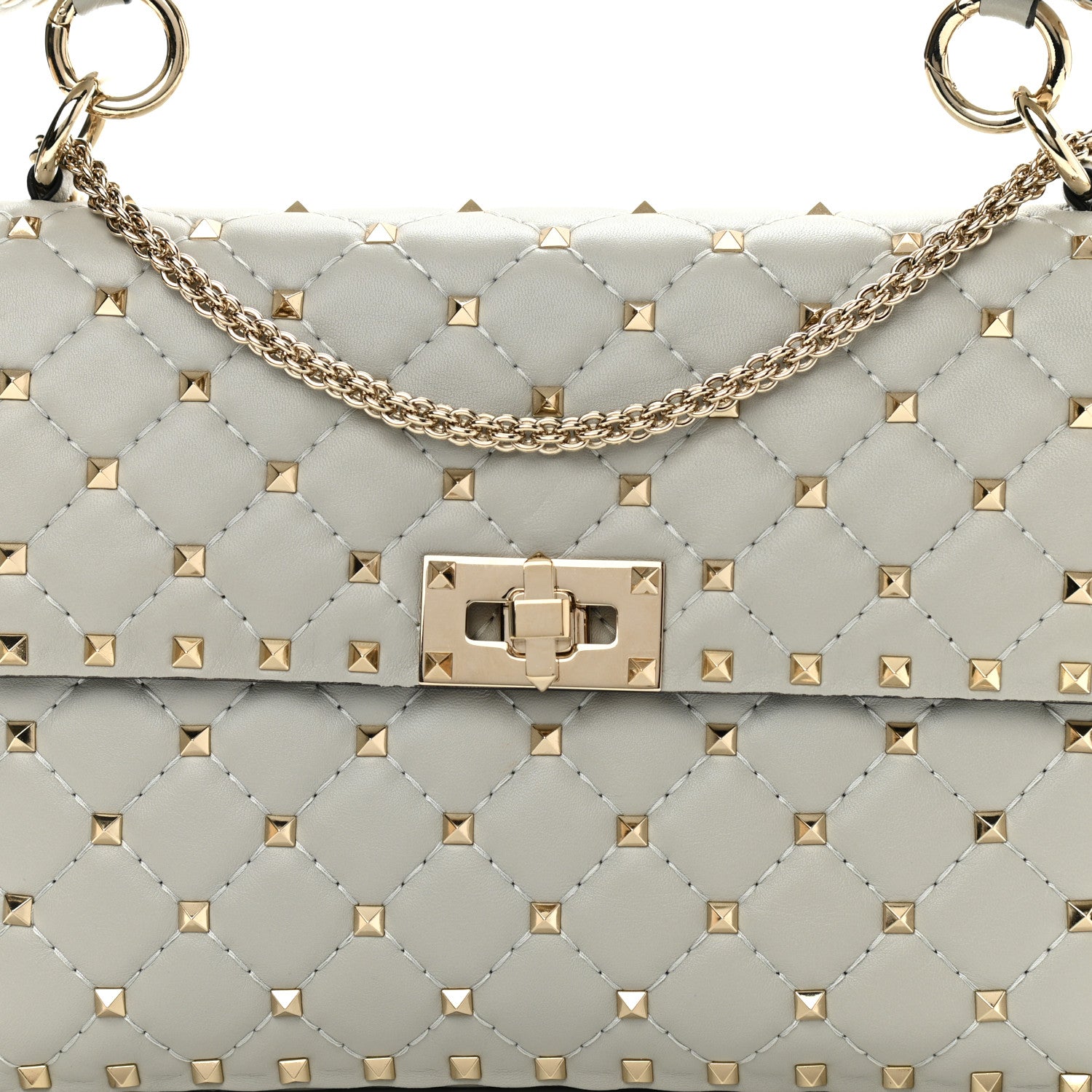 Valentino Garavani Nappa Medium Rockstud Spike Shoulder Bag Opal Grey 7 of 12