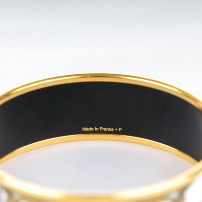 Hermes Enamel Printed Wide Grand Apparat Bracelet White 65 4 of 5