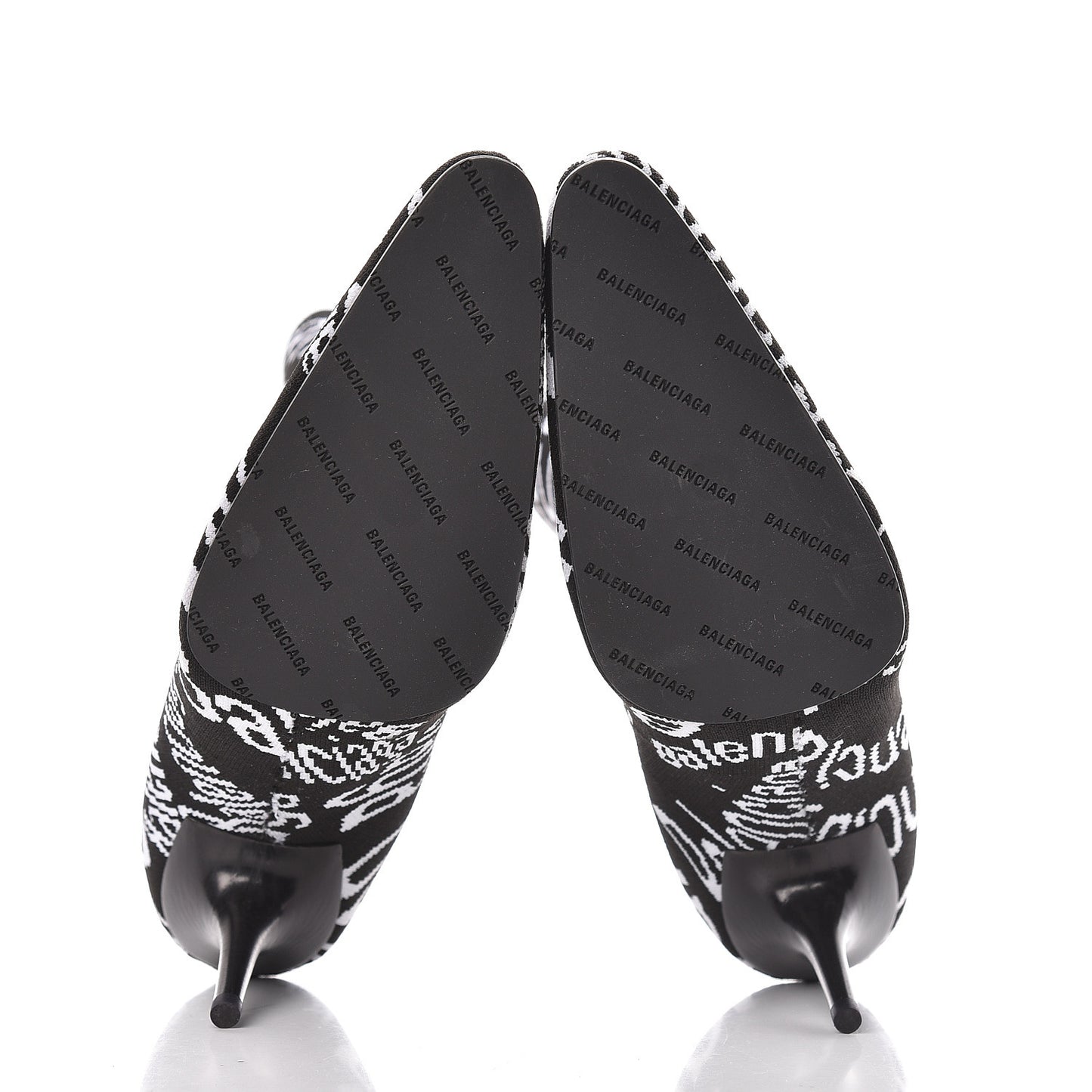 Knit Jacquard Curved Typo Booties 38.5 Black White