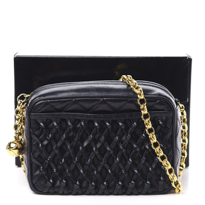 Chanel Lambskin Woven Quilted CC Camera Case Navy 12 of 12