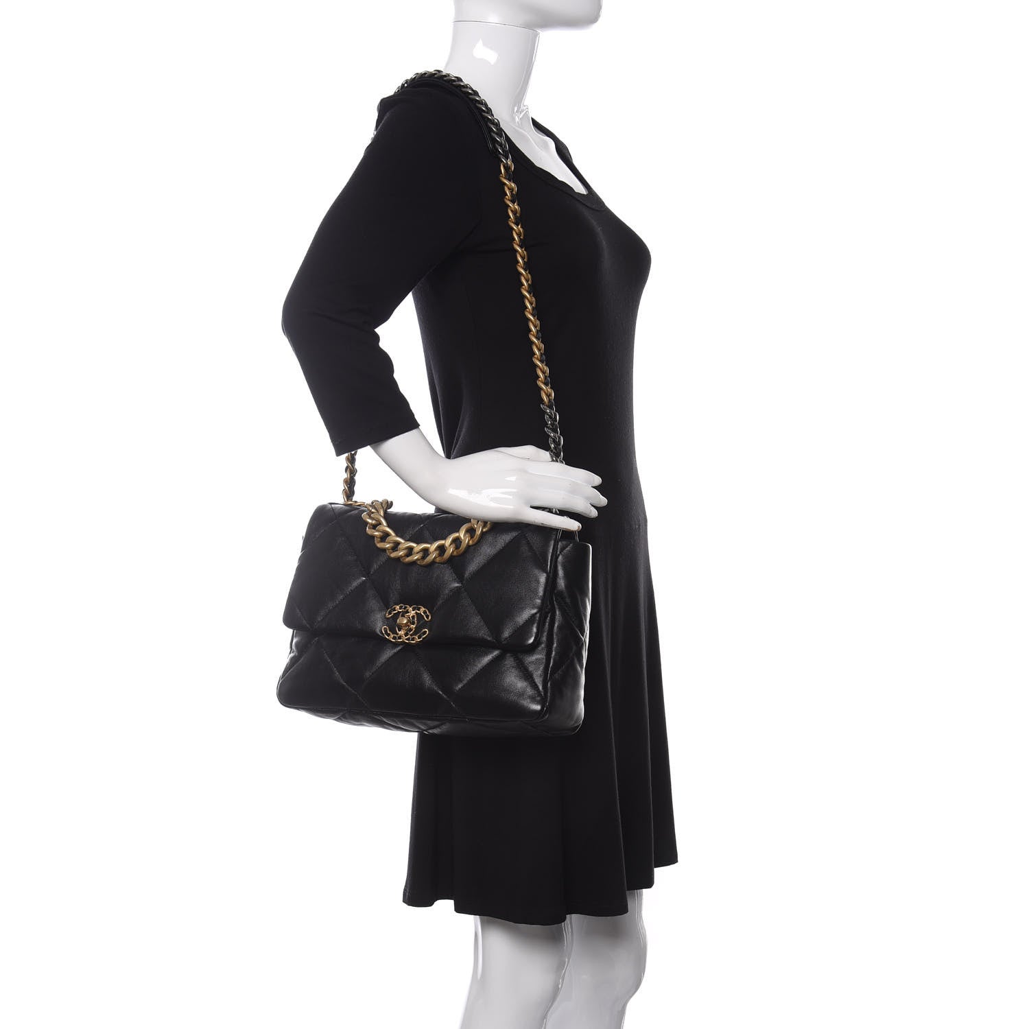 Chanel Lambskin Quilted Large Chanel 19 Flap Black 2 of 11