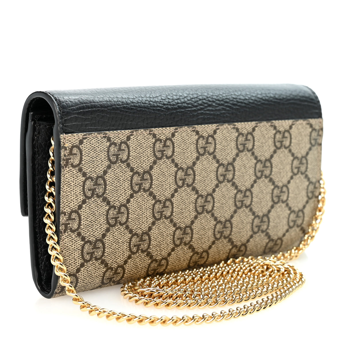 Gucci Dollar Calfskin GG Supreme Monogram Petite GG Marmont Wallet Chain Bag Black Beige Ebony 3 of 10