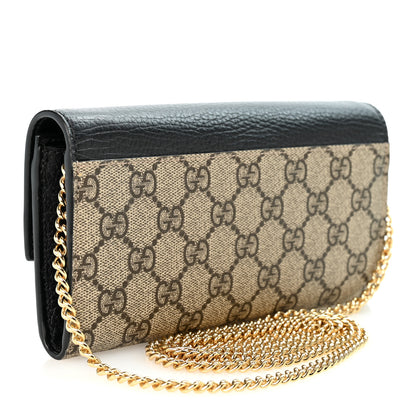 Gucci Dollar Calfskin GG Supreme Monogram Petite GG Marmont Wallet Chain Bag Black Beige Ebony 3 of 10