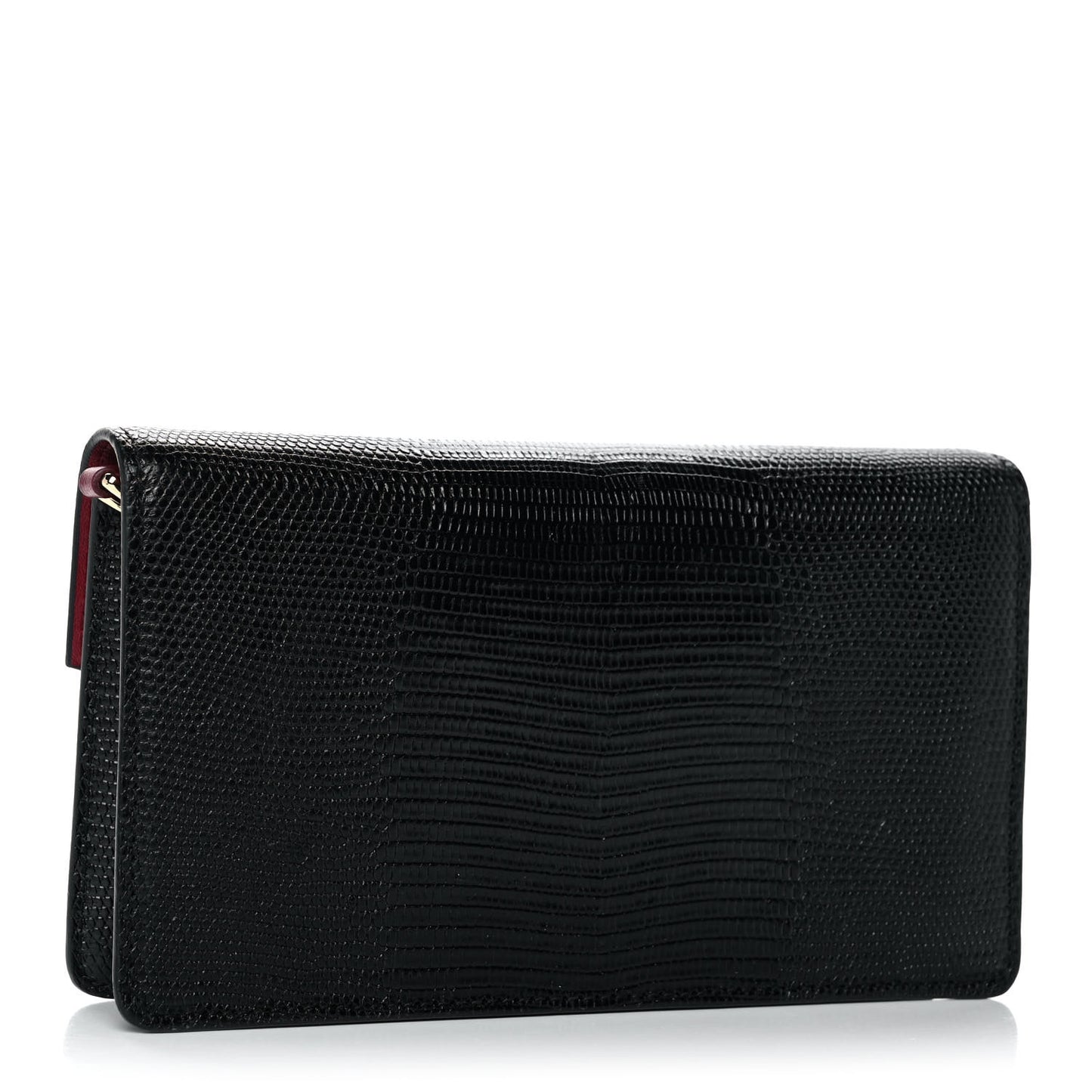Calfskin Iguana Embossed Lucia Clutch Black