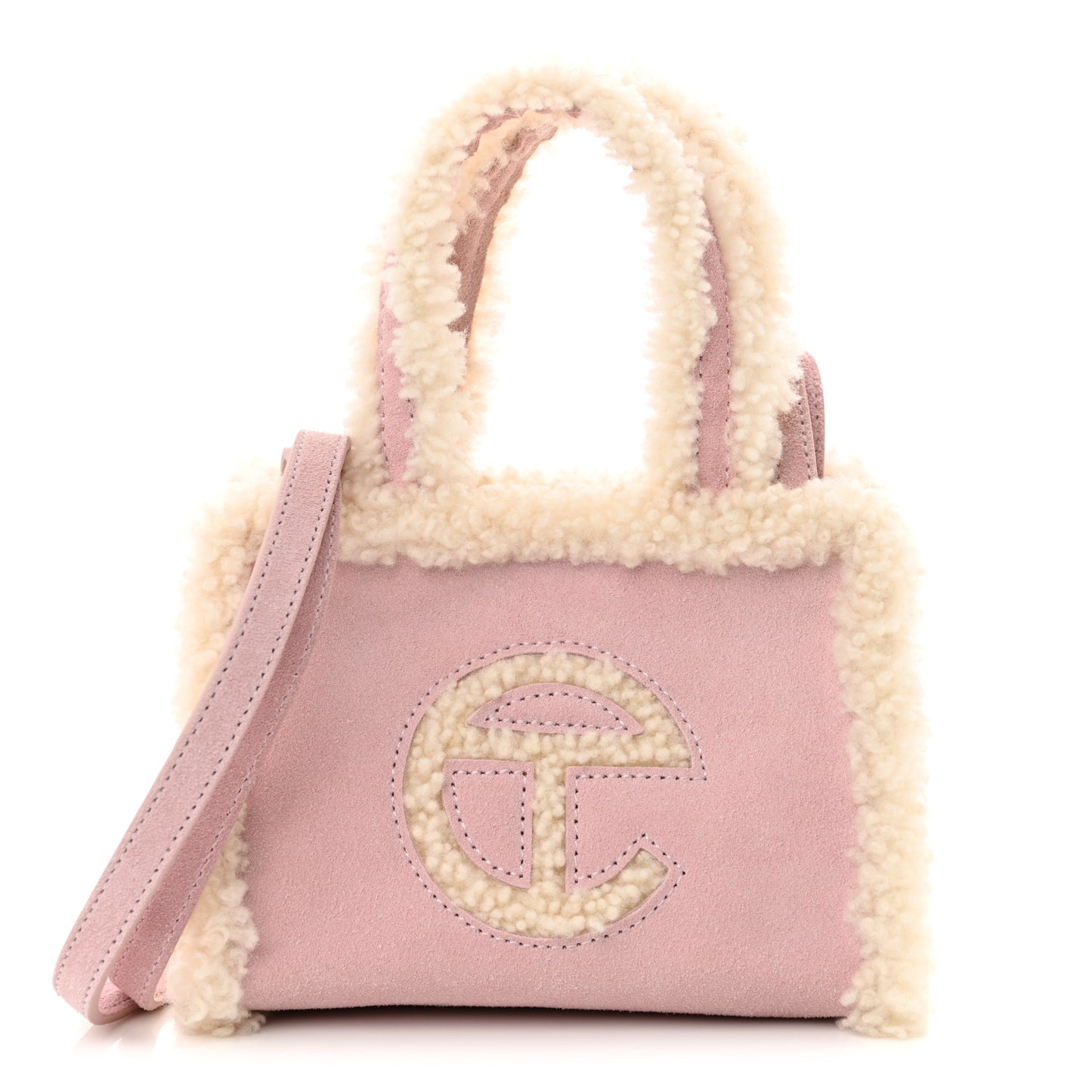 X UGG Suede Shearling Small Shopping Bag Pink