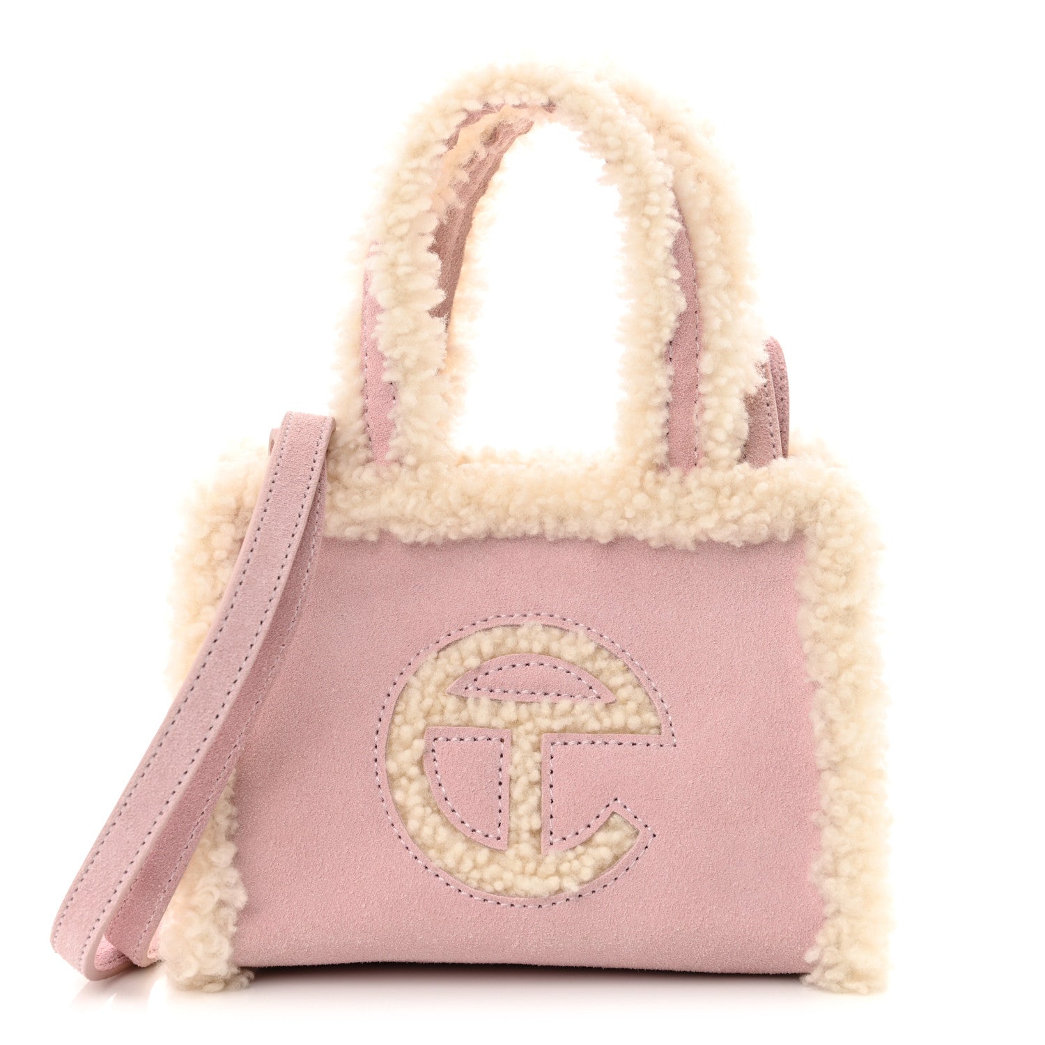 Telfar X UGG Suede Shearling Small Shopping Bag Pink 1 of 10