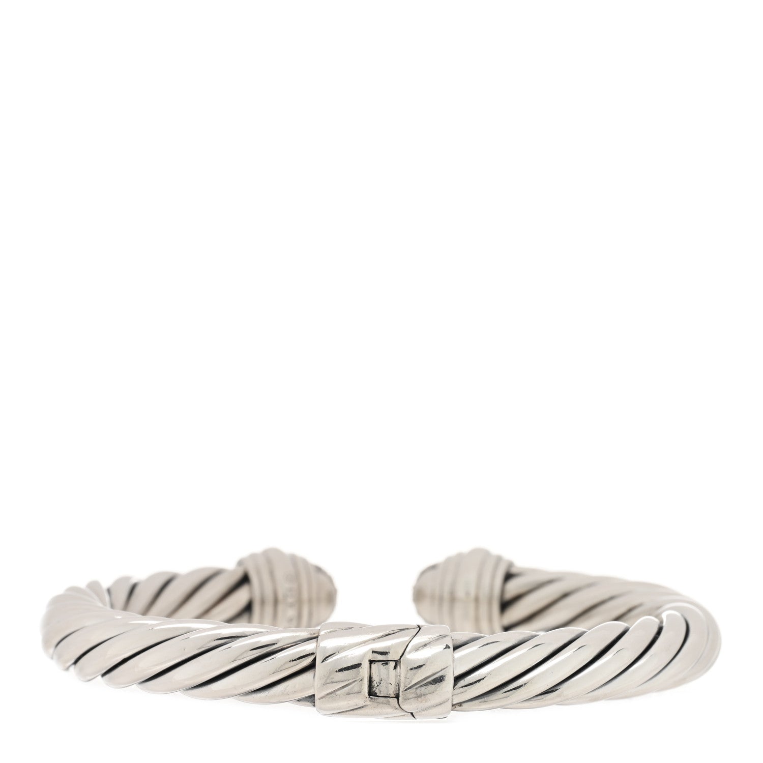 David Yurman Sterling Silver Diamond 10mm Cable Classics Pave Hinged Bracelet 2 of 3